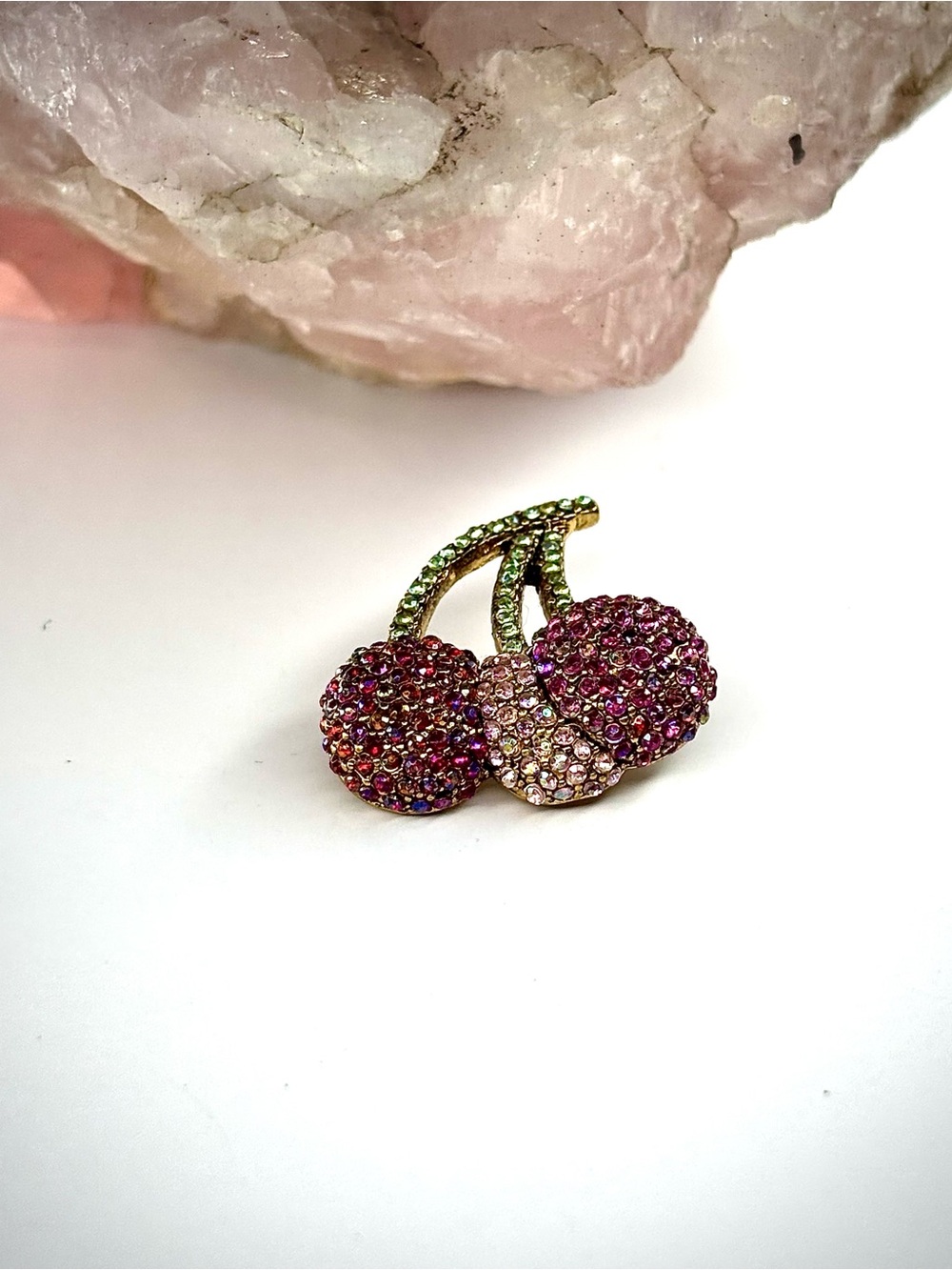 Laila Rowe Cherries Pink Pavé Crystal Brooch Pin